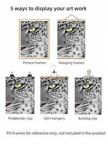 1 pieza Póster de arte de pared sin marco con ojo de leopardo en blanco y negro, póster de animal estético para decoración de apartamento, sala de estar, dormitorio, vuelta a la escuela, pósteres divertidos, artículos esenciales para dormitorio - ojos de leopardo - Ver 6