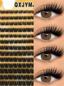 156 Clusters DD Curl Fluffy Cross-Clustered False Eyelashes, Soft Reusable Single Cluster False Eyelashes, Voluminous Lightweight DIY Home Eyelash Clusters, Comfortable Thin Stem Daily Wear, Natural Voluminous Self-Applied Eyelashes, Suitable For Doll Eye Makeup - DD - View 6