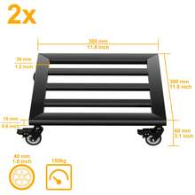 Metal Plant Trolley Set Of 2 30cm – Heavy Duty Flower Pot Stand With 360° Swivel Wheels & Lockable Brake, Iron Rolling Plant Caddy For Indoor Balcony Garden Use, Black - Square 30cm - View 12