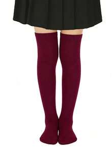 1 Pair Children's Over-The-Knee Socks, Girls' Solid Color Tall Socks, Suitable For Party, Holiday, Dance Performance, Everyday Wear For 7-14 Years Old - Multicolor - View 20
