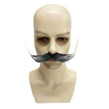 1pc Halloween Party Costume Fake Mustache, Realistic Large Size Curved Shaped Handlebar Mustache - Multicolor - View 8