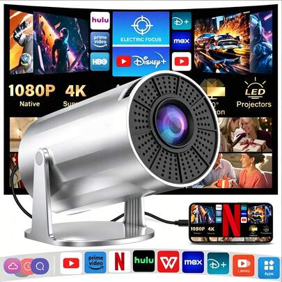 XBJ Projector, Mini Projector Featuring Auto Keystone Correction And Manual Focus, Ultra HD Projector 4k, Outdoor Portable Projector, WiFi 6 & 5G, Indoor Projector For Bedroom, Built-In Bluetooth 5.2 And Android System, Suitable For Home And Camping