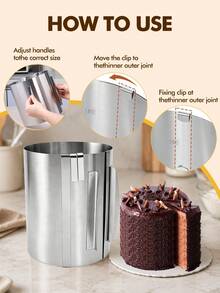 1pc Stainless Steel Adjustable Round Mousse Ring, 16-30cm Extendable Bottomless Cake Mold, Home Tiramisu Cheesecake Mille-Feuille Cake Border Baking Tool, 6-12 Inch Expandable Cake Ring Commercial Baking Shaping Mold, Easy To Clean And Reusable, Kitchen Cake DIY Tool, Suitable For Birthday Party Gathering Wedding Holiday Celebration - View 8