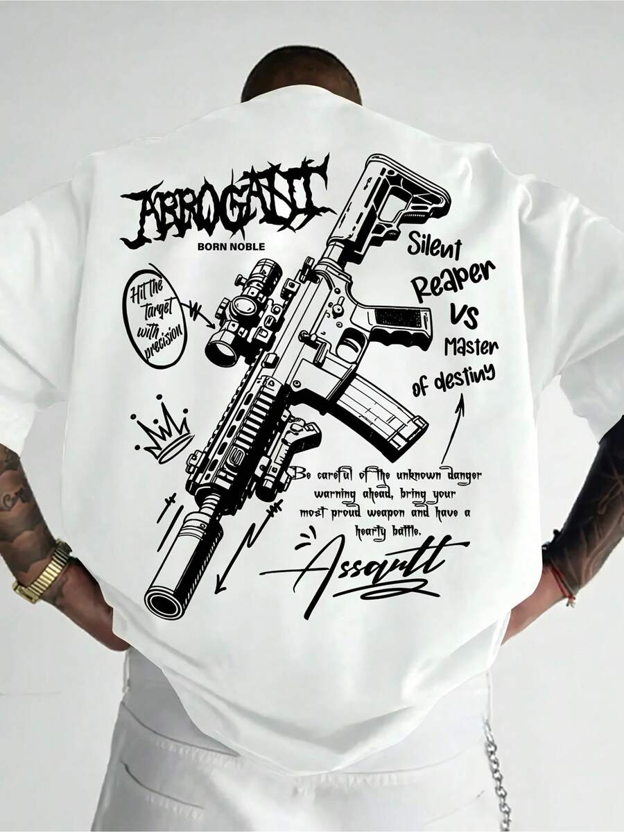 ChristmasA: Modern Urban T-Shirt With Fun Doodle Elements M4 And Handwritten Letter Patterns. Popular Item. - 白色 - 查看 1