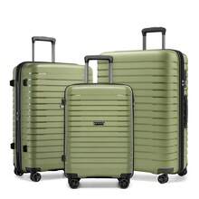 Carry On Suitcase Small 20 Inch Cabin Luggage Medium 24 Inch Large 28 Inch Ribbed PP Hardshell Expandable TSA Lock Cup Holder 3 Piece Luggage Set - Green - View 15