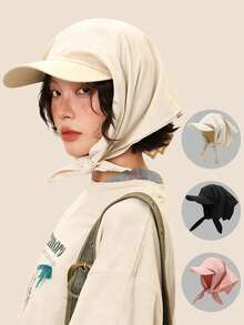 1 pièce Chapeau de foulard à bord pour femmes, bandana de tête, chapeau de soleil extérieur avec lien, casquette visière bandana, convient pour un usage quotidien, protection UV extérieure - Style 1 - Voir 1