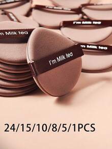 24/15/10/8/5/1pc Air Cushion Makeup Sponge, Suitable For Liquid Foundation And Loose Powder, Skin-Friendly Makeup Tool, Dry And Wet Use - Brown - View 2