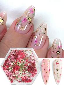 1 Box Mixed Color Floral Nail Art Decorations, Artificial Flower Design; Y2K Style Cute Petal Nail Decor, DIY Salon Accessories And Nail Supplies - Multicolor - View 3