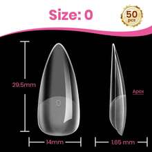 Beetles 50片裝 Tipex Lite 假指甲片，中長款尖頭全包覆式內建頂峰甲片，適用於扁平與自然甲床的接甲延長片 - 查看 18