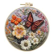 Kit de bordado de mariposas DIY de 4 piezas para adultos, set de manualidades creativas y relajantes – decoración bohemia para el hogar, regalo original para mujeres. - por defecto - Ver 2