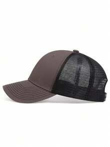 1 buah Topi Baseball Jala Warna Polos Pria, Topi Kasual yang Dapat Diatur untuk Aktivitas Luar Ruangan, Musim Semi/Panas - Cokelat - View 4