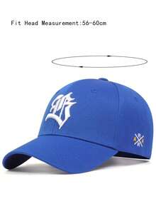 1pc Men's Gothic Letter Embroidered Baseball Cap, Adjustable Sun Protection Casual Hat, Suitable For Spring/Autumn Travel, Beach, Party - Blue - View 2