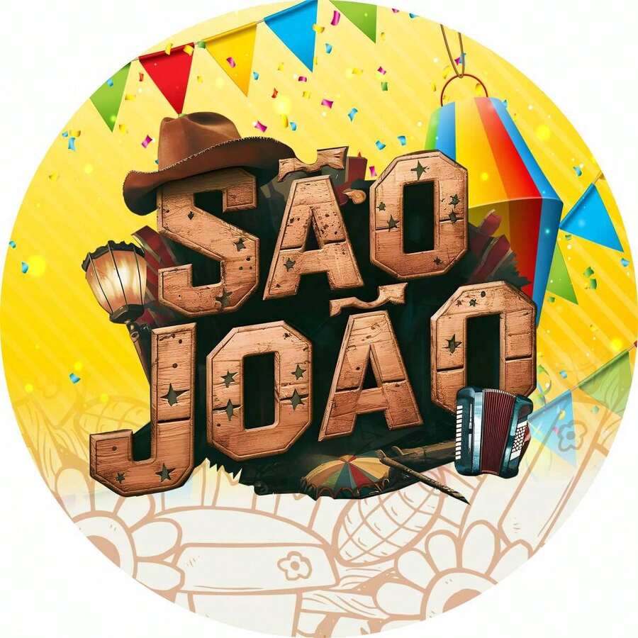 Round Party Backdrop, Easy To Put On, 1.50m, For June Festivals And Arraiás (Brazilian June Festival). - FJN171 - 查看 1