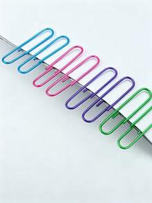 100pcs Colorful Paper Clips, Medium Size, Assorted Colors, PVC Coated Metal Paper Clips, Plastic Coated Paper Clips, Silver Paper Clips, Office Supplies, Cartoon Shaped Bookmarks, Book Clips, Suitable For Office, School And Personal File Organization, Back To School Essential - Multicolor - View 2