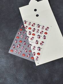 1pc Halloween Cow & Pumpkin Nail Stickers, Self-Adhesive Disposable Embossed Nail Art Decor, Cute Ins Style For Women Manicure & Pedicure, Holiday Dress Up - Multicolor - View 6