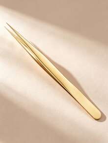 4pcs/1pc Gold Stainless Steel Tweezers Set, Professional Precision Eyelash Tools, Beautician Set, Affordable Makeup Tools, Travel Essential, Gift For Women, Holiday Necessity - Gold - View 10