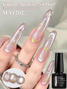 MEET ACROSS 1 pieza 7ml Esmalte de uñas de gel con lentejuelas efecto ojo de gato, lentejuelas de cristal de colores con purpurina magnética UV gel semipermanente removible con remojo UV LED para uñas de verano, arte de uñas DIY para el hogar y salón, suministros de uñas - Rosa - Ver 1