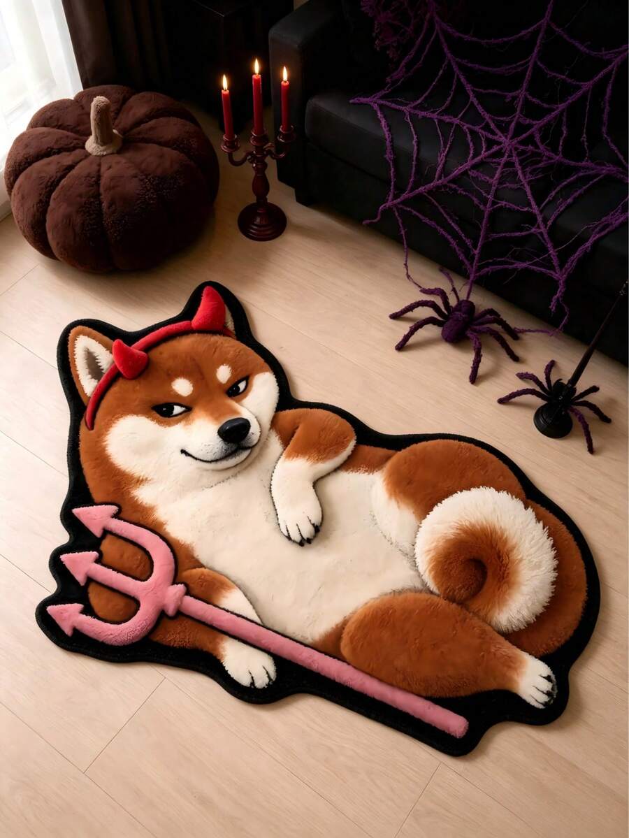 1 pieza Alfombra con patrón de Shiba Inu, alfombra de sala de estar, alfombra, alfombra de área, alfombra de área pequeña, alfombra, decoración del hogar, alfombra de sala de estar grande, alfombra redonda, decoración del hogar de la sala de estar, decoración de la habitación, alfombra lavable, regalo de graduación - shiba-inu - Ver 1