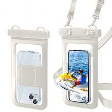 ONETIAOLONG Clear Waterproof Cell Phone Dry Bag With Detachable Neck Strap & Removable Armband, Double Sealed Touch Friendly Waterproof Pouch, Water & Dust Resistant Phone Case For Pool Surfing Kayaking Travel, Compatible With Smartphones Within 8.5 Inches - White - View 9