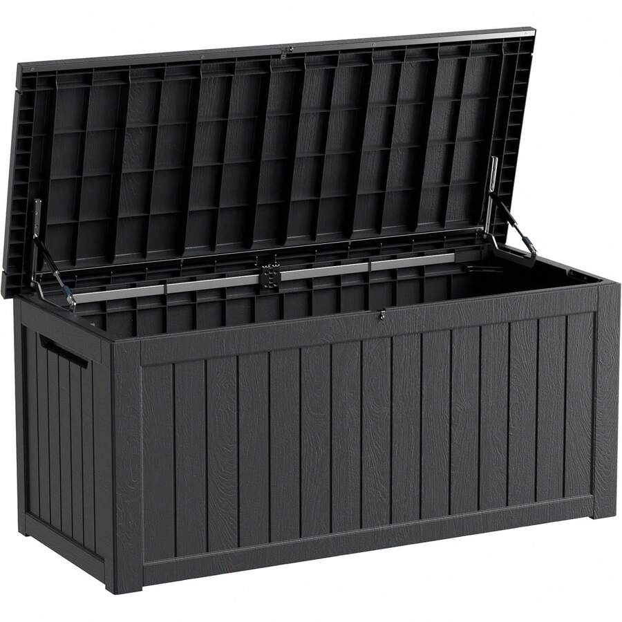 270 Gallon Resin Deck Box, Waterproof Outdoor Storage Box, Lockable Patio Furniture, Garden Tools, Pool Accessories,-Resistant All Weather Use, Black VCLN - Black - View 1