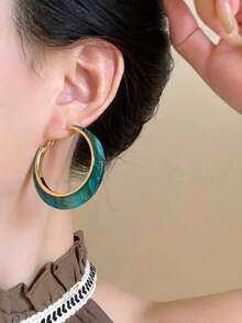 3 Pairs Vintage Resin Large Earrings, Elegant Minimalist Exaggerated Earrings, Suitable For Party, Vacation And Daily Wear - Multicolor - View 3
