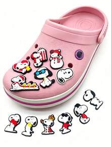 Snoopy Schuh-Charms 12 Stücke/6 Stücke/Zufällig, Cartoon Anime Clogs Schuh-Schnallen, Mode-Schuhdekoration, Taschenzubehör, Hausschuh-Zubehör, Sammelbare Charakter-Charms, Kleine Geschenke für Feiertage und Partys, Tägliche Kombinations-Accessoires - Verschiedenfarbig - Übersicht 3