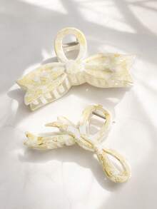 2PCS Printed Bow Hair Clips, Suitable For Thick Hair, Minimalist Design Large Hair Clips, Suitable For Thick Or Thin Hair. Durable Non-Slip Hair Clips For Women, New High-End Autumn/Winter Hair Accessories Launched In 2026, Essential Accessories For Women's Holiday Outfits And Summer Styling. - Multicolor - View 9