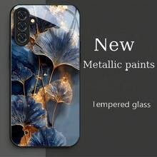 Metallic Paint Tempered Glass Phone Case Suitable For Samsung Galaxy A14 A24 4G A04 A04S A05 A05S A06 AiPhone13 A15 AiPhone16 A22 A23 A24 A25 A26 A32 A33 A34 A35 A52 A52S A53 A54 A55 A56 5G Galaxy S21 S23 S24 25 FE S22 Plus Ultra 25 Edge Fashion Beauty Soft - Black - View 3
