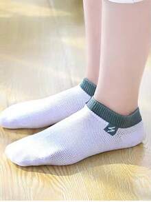 5 Pairs Kids Socks, Solid Color Minimalist Mesh Short Socks - Multicolor - View 5