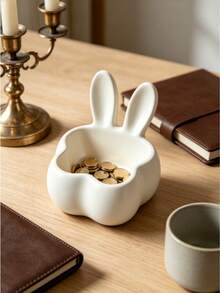 Cute Rabbit Storage Bowl (3D Printed) Desktop Key & Coin Tray, Entryway Jewelry & Cosmetic Organizer, Living Room Coffee Table Candy & Snack Container, Bedroom Nightstand Sundries Organizer, Creative Adorable Home Decor Ornament - Multicolor - View 6