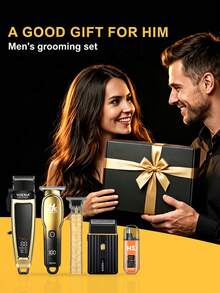 HIENA-5 Men's Professional Hair Clipper Gift Set, Wireless Hair Clipper Set And Trimming Set, Electric Beard Trimmer And Nose Hair Trimmer Set, Reciprocating Shaver And Men's Facial Grooming Set, Comprehensive Gift Set Designed For Men - View 9