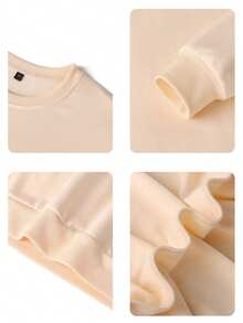 Sweatshirt Leher Bulat Motif Lucu untuk Anak Perempuan, Sweatshirt Pullover Leher Bulat yang Hangat dan Nyaman untuk Musim Gugur/Dingin - Aprikot - View 7