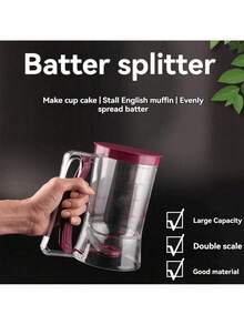 1pc Pancake Batter Dispenser With Handle, Pancake Batter Mixer, Perfect For Pancakes, Cupcakes, Waffles, Muffin Batter, Cakes, Cupcake Stands, Kitchen Utensils, Baking Tools - Multicolor - View 7
