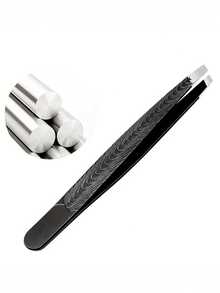 1pc Slanted Eyebrow Tweezers - Black Slanted Eyebrow Tweezers For Eyebrow Grooming, Crafting, Multi-Purpose Non-Slip Clip - Multicolor - View 5