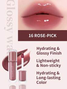 PERIPERA Ink Mood Glowy Tint #16 Cherry Rose Pick 1入 4g，保濕不黏膩玻璃光澤，甜美櫻桃玫瑰色，適合所有膚色，持久顯色，適用於青春日常與約會唇妝 - 16 精選玫瑰櫻粉 - 查看 1