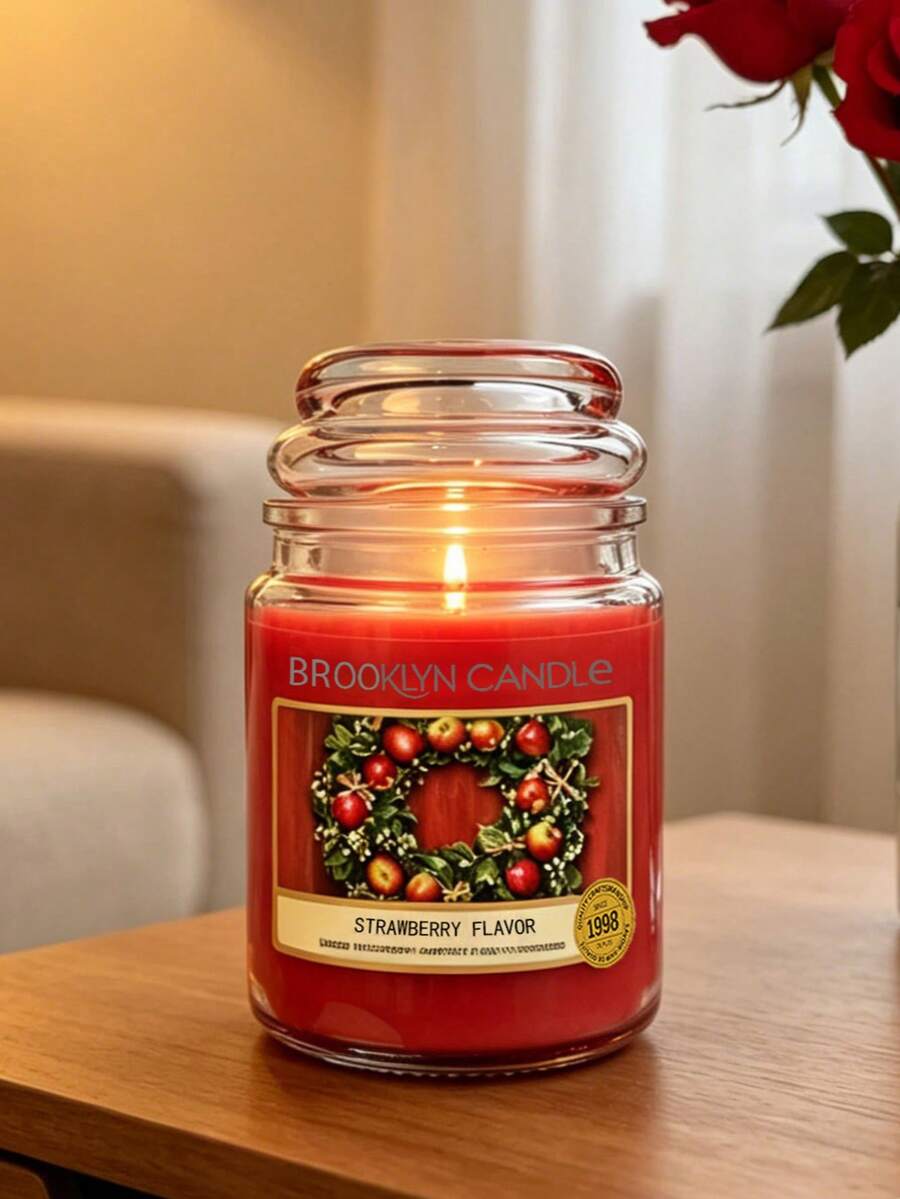 Large Red Apple Wreath Scented Candle, Long Burning Time Up To 150 Hours, Ideal Christmas Gift For Women - one-size - View 1