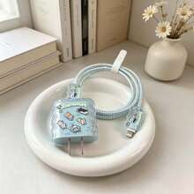 1組游泳小狗設計Apple數據線充電器保護套，適用於Apple 18-20W/40W充電器，防斷裂防刮花 - 彩色 - 查看 4