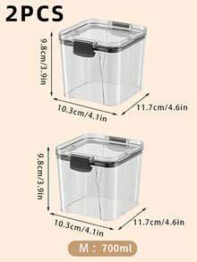 1pc Airtight Grain Jar, Transparent Plastic Container Box For Kitchen Storage Of Grains, Snacks, Tea, Not Dishwasher Friendly - Clear - View 14