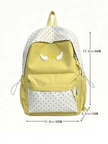 Color Block Polka Dot Angel Wings Backpack, Fresh Girl Campus School Bag, Cute Versatile Teen Backpack - Multicolor - View 3