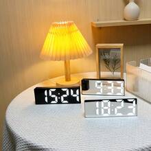 【1個】クリエイティブ ミラー デジタル アラーム時計| LEDディスプレイ、温度、時間、日付表示、USB電源、静音、ポータブル、自宅やオフィスに最適、クリスマスやバレンタインデーのギフトに最適 - ブラックシェルホワイトランプ - チェックする 7
