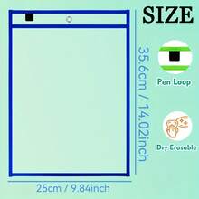 Reusable Large File Bag, 35.61cm Long, With Whiteboard Marker, Multiple Colors, Practical And Durable, Suitable For Teacher Teaching And Document Recording - A - View 3
