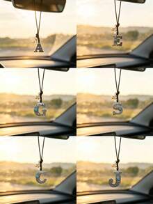 1 pieza Adorno colgante para el interior del coche con letra de corona de aleación de diamante, decoración para el espejo retrovisor del coche, colgante decorativo para el interior del coche - Unitalla - Ver 7