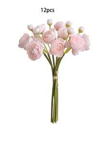 12 piezas de flores artificiales de ranúnculo, rosas falsas, ranúnculos pequeños de seda, flores artificiales a granel para ramos de boda, decoración de mesa, fiesta nupcial, Día de San Valentín, decoración del Día de la Madre - Multicolor - Ver 11