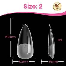 Beetles 50片裝 Tipex Lite 假指甲片，中長款尖頭全包覆式內建頂峰甲片，適用於扁平與自然甲床的接甲延長片 - 查看 10