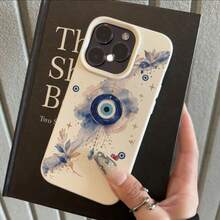 1pc TPU Material Soft Evil Eye Pattern Phone Case Compatible With IPhone 17 Pro Max/17/16 Pro Max/15/13/12/11/ S20 FE/A15/S24/A55/ Note 11/Note 12/Note 13 Pro Full Coverage Anti-Drop Soft Shell Protective Cover - White - View 2