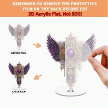 2D Flat, 1 Rotating Acrylic Desktop Display Stand With Purple Wings And Gears - 2D Flat Rotating Base, Suitable For Collectible Figures, Model Display, /Office/Creative Space - Steampunk Style Rotator, Suitable For Miniature Models And Decorative Display, 2D Flat - A - View 4