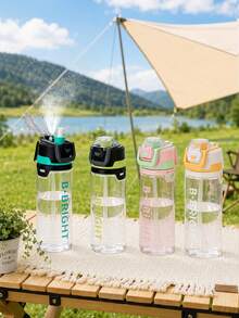 1pc 750ml/26oz New Outdoor Camping Spray Water Bottle, Hidden Handle Design, Large Capacity Dual Drinking Cup, Back To School, First Day Of School - Multicolor - View 6