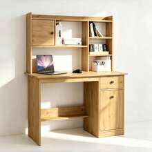 1 Pc Modern Style Integrated Desk With Large 145cm Tabletop, Solid Wood Desk With Drawers, Storage And Cabinets, Wooden Desk, Home Office Desk, Computer Desk, Writing Desk, Office Desk, Work Desk - Multicolor - View 2