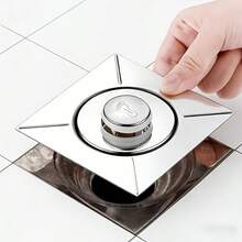 2 piezas Desagüe de piso de baño - Desagüe portátil de operación con el pie de estilo minimalista moderno, núcleo de desagüe a prueba de olores para baño, tapa sellada anti-olor repelente de insectos, desagüe a prueba de olores - Adecuado para baño, pasillo, baño, bañera y cocina - Multicolor - Ver 6