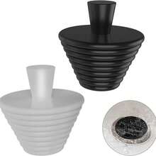 Universal Bathtub Stopper 2 Packs Silicone Tub Stoppers For Bathroom Kitchen Sink Drains Bath Plug Drain Plugs Replacement, Black And Gray - A - View 1